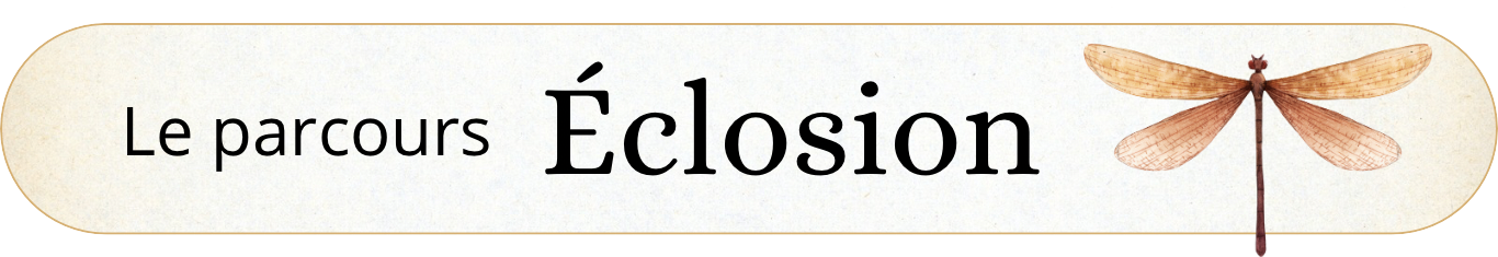 Le parcours éclosion, représenté par une libellule